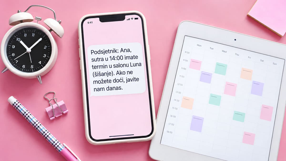 Primjeri SMS podsjetnika za termine: 15 šablona koje saloni mogu odmah koristiti